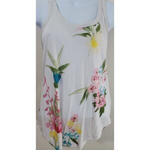Candie's White Floral Print Racerback Tank Top XS